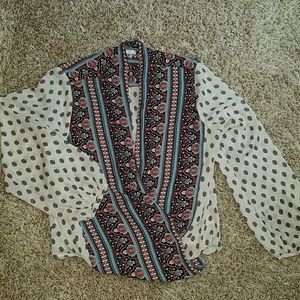 Open front hi-lo blouse